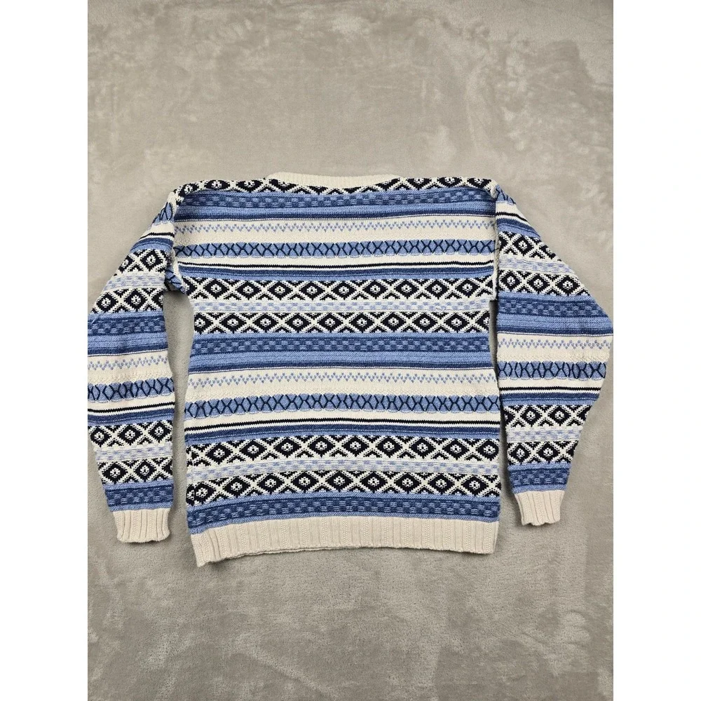 Vintage‎ Avalanche Sweater Youth XL Blue Fair Isle Knit Crewneck USA Made *Read